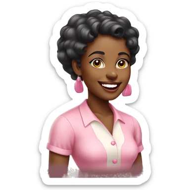 Cute vintage black woman smiling wearing pink  sticker