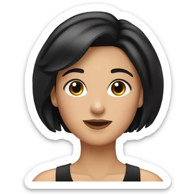 brunette girl putting on gloss dressed in black short hair sticker