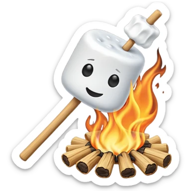 melting Marshmallow on stick at the fire sticker