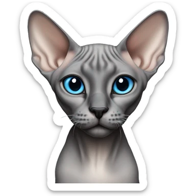 sphynx gray cat with a black facewith blue eyes sticker