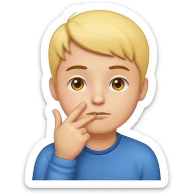 cartoon emoji sticker with a thinking expression and hand under chin, colorful and cheerful, no text, suitable for WhatsApp and Instagram sticker