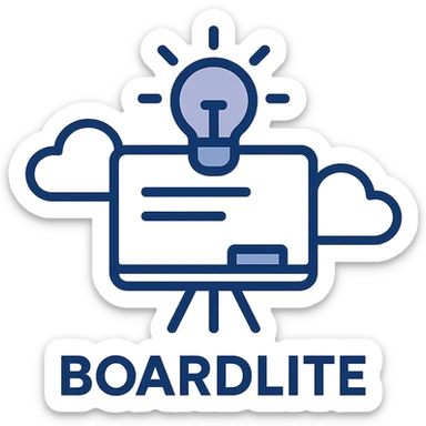 abstract logo for Boardlite app with geometric shapes suggesting board and light source, minimal color palette, suitable for tech or productivity app, no person or animal sticker