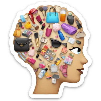 brain thinking shopping makeup footwear handbags clothes  sticker