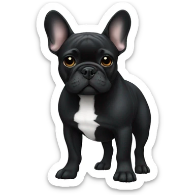 A French bulldog all black with white on its neck sticker