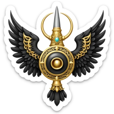 holy emblem with black wings with horn sticker