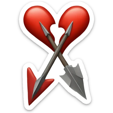 A red heart with arrow sticker