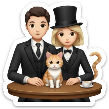 magician couple and their pet cat sticker