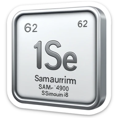 samarium element, rare earth metal, silvery white metal, chemical element Sm, atomic number 62 sticker