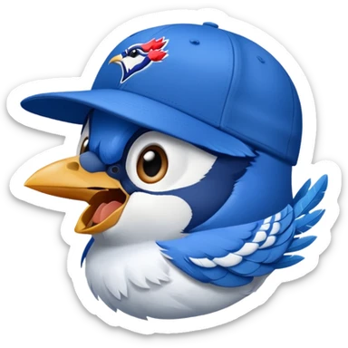bluejay yelling with  toronto blue jays baseball hat sticker