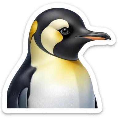 cinematic-adult-emperor-penguin-portrait-emoji,-head-tilted-playfully-and-inquisitively,-with-glossy,-pristine-plumage,-sparkling-eyes-filled-with-curiosity,-simplified-yet-irresistibly-adorable-features, black face sticker