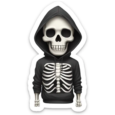 Skeleton with a hoodie sticker