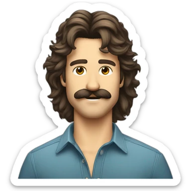 beau cunnigham cool dude moustache big ol fluffy mullet sticker