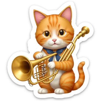 cat playing trombone sticker