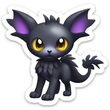 Cute cool shiny fantasy dark-shadow-themed animal hybrid Fakemon full body sticker