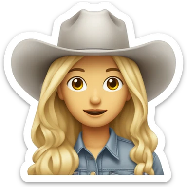 Blonde haired hazel eyed girl with a gray cowboy hat on  sticker