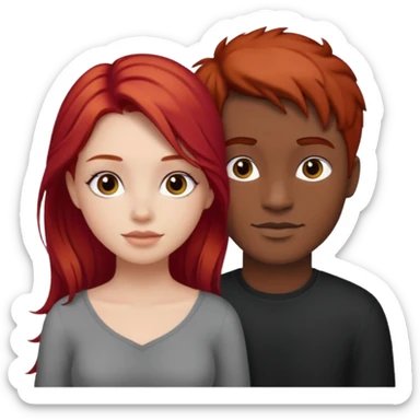 Red haired girl with white guy dark romance sticker