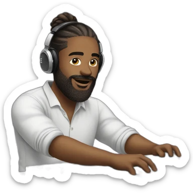 Bearded man with man bun djing sticker