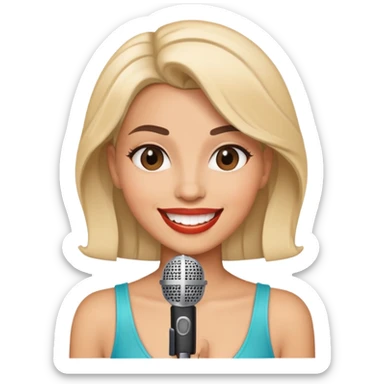 Female singer pop artist with microphone  sticker
