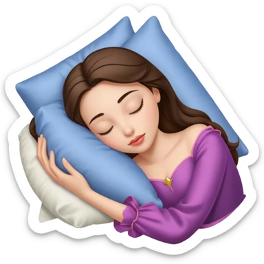 sleeping beauty brunette white girl with a silk pillow sticker