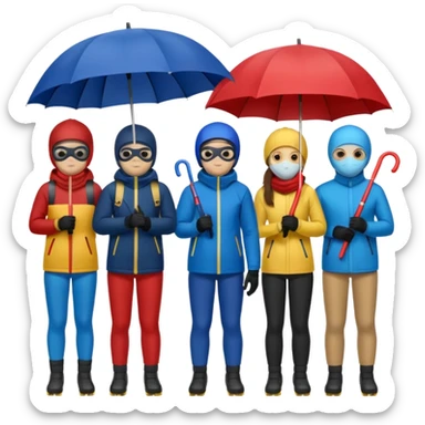 Ski mask people with umbrella  sticker