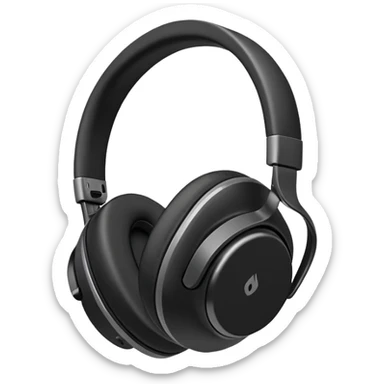 Sleek black over-ear headphones with subtle gray accents sticker