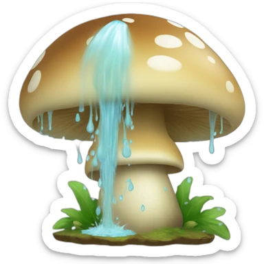 Water spurting from mushroom top sticker