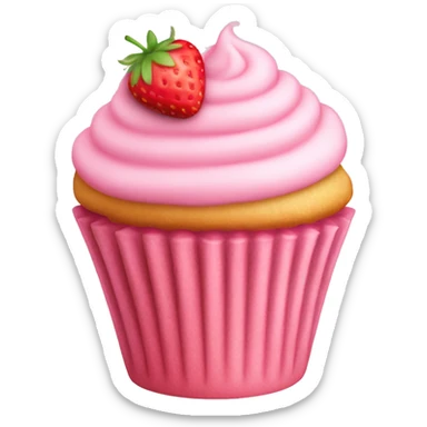 birthday light pink strawberry capcake  sticker