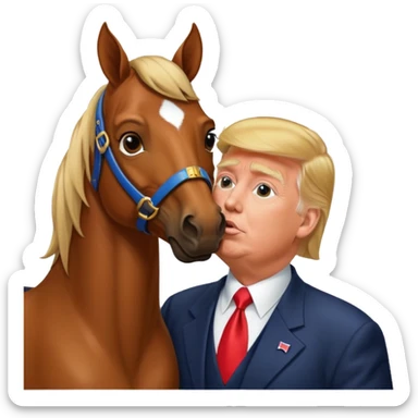 Donald trump kissing a horse named bubba ( the name bubba on its collar) sticker