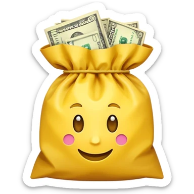 dollars in the yellow bag facing camera sticker