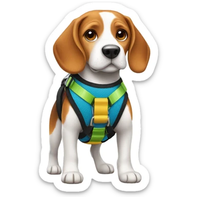 beagle wearing a harness  sticker