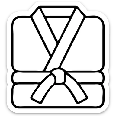 Folded martial arts gi with belt wrapped around it sticker