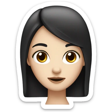 white girl with black hair and bang sticker