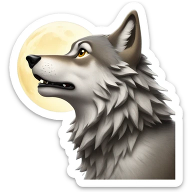 wolf howling at moon sticker