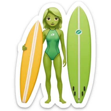 green woman with surfboard sticker