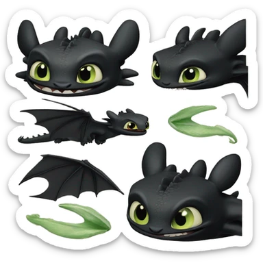 A detailed image of Toothless from How To Train Your Dragon sticker