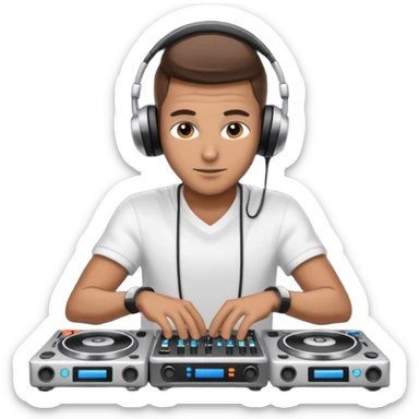 dj with setup handingg sticker