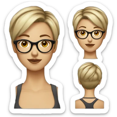 fille shorthaircut lunettes sticker