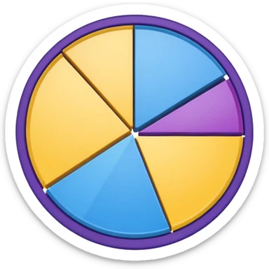 A pie chart with purple, yellow and blue colors only sticker
