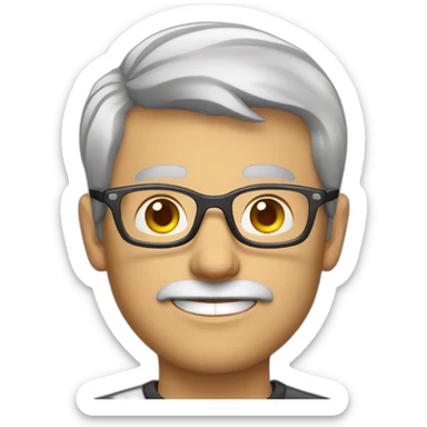 german guy unshaved short grey hair wearing glasses sticker