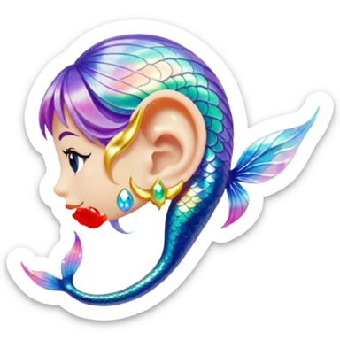 Elvish fae shiny sparkly translucent diaphanous ear climber mermaid ear piece apparel sticker