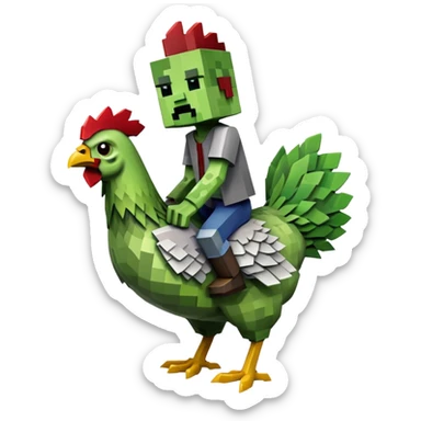 A Minecraft zombie on a Minecraft chicken sticker
