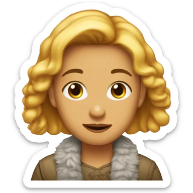 Девушка с челкой и русыми волосами в голубом свитере sticker