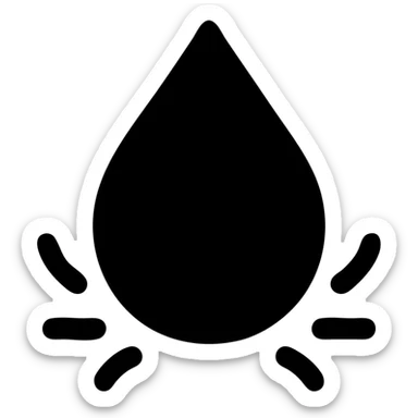 solid icon of a light blue or silver water droplet on glossy black mirror paint of a luxury vehicle, minimal repellent effect with lines, elegant and minimal sticker