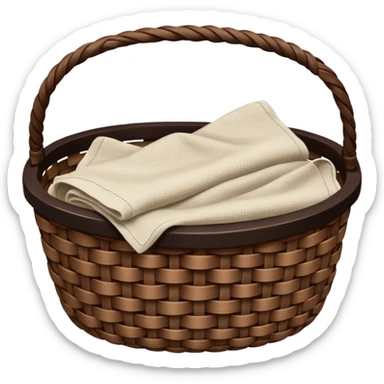 A woven dark Brown basket with fresh washed linen sticker