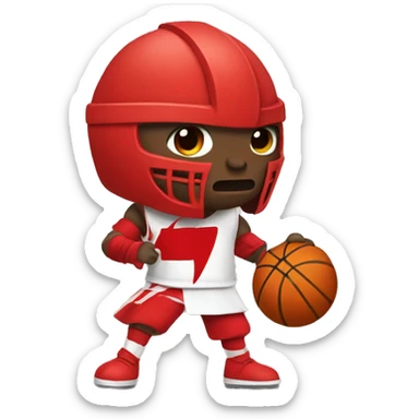 Red Knight with white skin dribbling a basketball sticker
