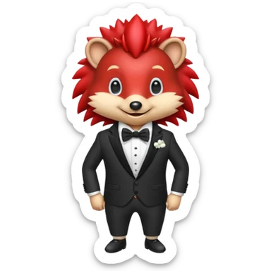  red hedgehog groom suit sticker