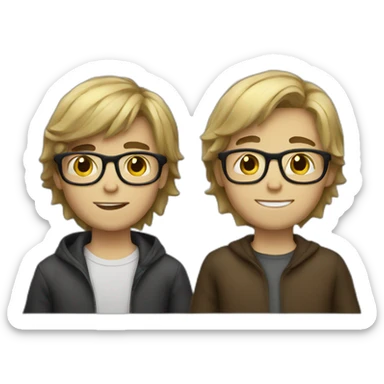 white blond and brown hair with glasses boy sticker