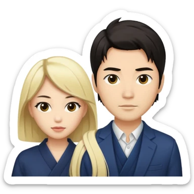 portrait of a stylish Japanese man with blond woman sticker