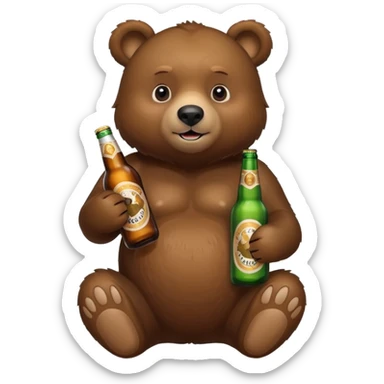 bear with a beer bottle sticker