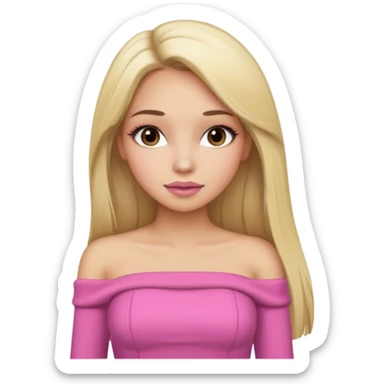 Mädchen mit blondem glattem sehr langem Haar und rosanen top ohne Träger und für den Winter und latina make up sticker